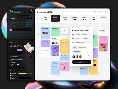 Calendar Dashboard design ecommerce health landing page ui