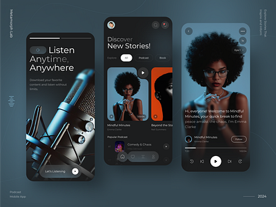 Podcast Mobile App app apps audio book branding clean design futuristic graphic design illustration listen mobile modern podcast simple talk ui ui ux ux website