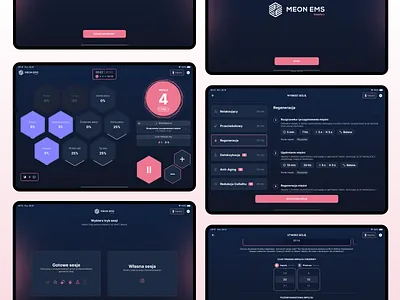 MEON EMS beauty app blue design ems fitness meon mobile pink tablet tamagui training ui