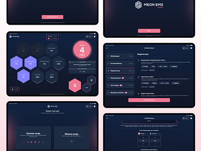 MEON EMS beauty app blue design ems fitness meon mobile pink tablet tamagui training ui