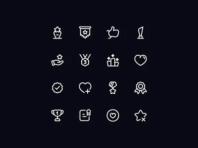 Neaticons Reward Icons - Outline Style achievement badge branding certificate design icon icon design icon pack icons icons set like medal neaticons rank reward star thumbs up trophy ui web design