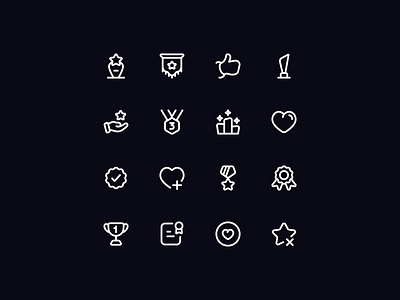 Neaticons Reward Icons - Outline Style achievement badge branding certificate design icon icon design icon pack icons icons set like medal neaticons rank reward star thumbs up trophy ui web design