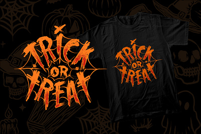 Trick Or Treat Handdrawn Halloween halloween handdrawn handlettering illustration logotype pattern halloween pumpkin spiderweb spooky season trick or treat typography vintagedesign