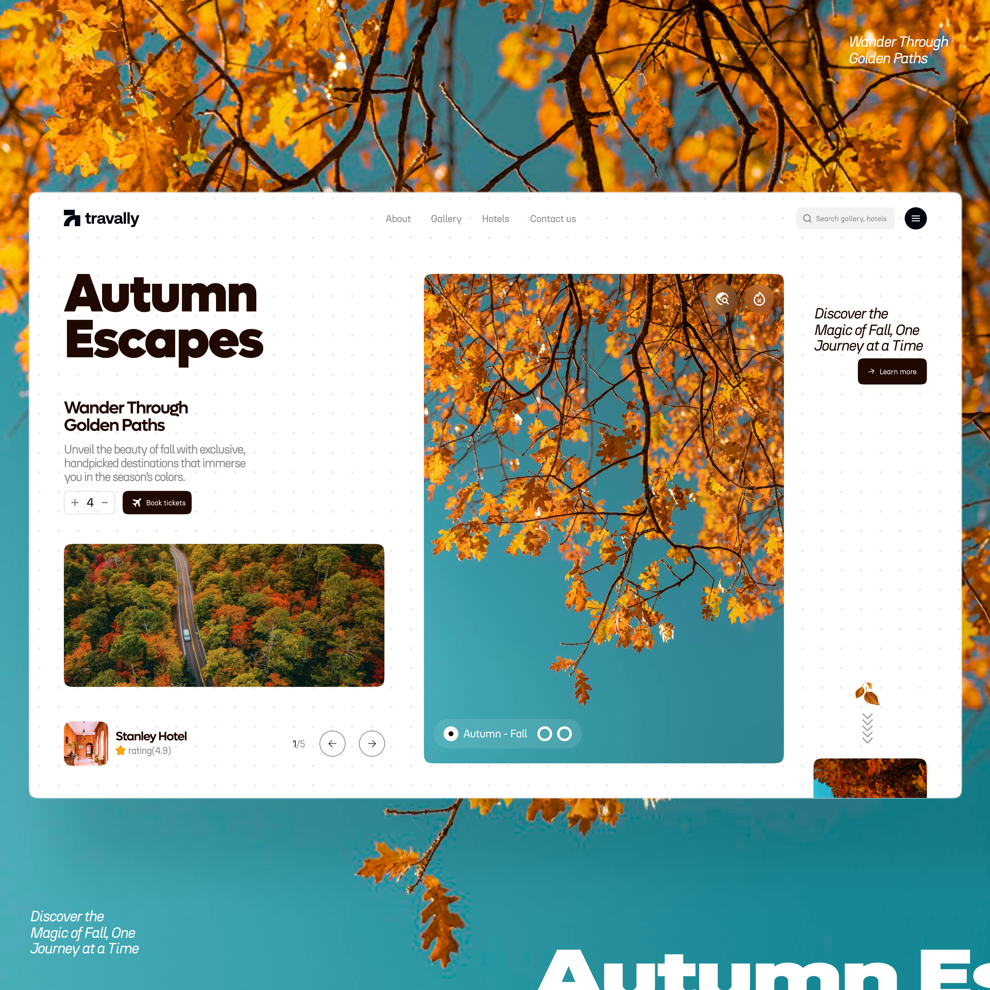 Autumn Travel Website autumn clean web design fall minimal productdesign startup tech travel design travelwebsite ui uidesign webdesign website design