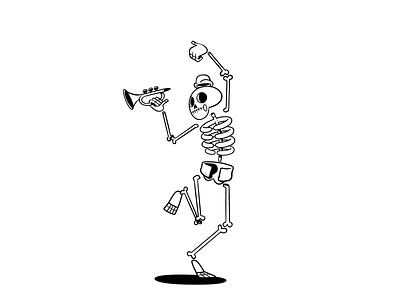 Funny Skeleton Design | Animated Character Illustration animation app character dancing design doodle funny graphic design halloween hat illustration motion graphics skeleton svg animation svgator trompet