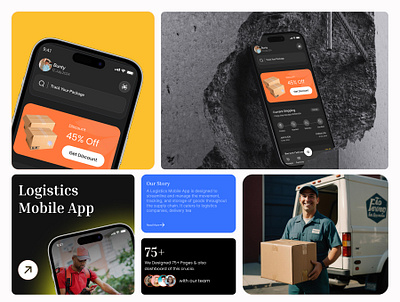 Logistics Mobile App 📲 app design delivery app delivery tracking fleet management inventory management logistics app mobile app mobile app design mobile design mobile responsive order tracking real time tracking route optimization shipment tracking supply chain tracking transportation ui uiux ux