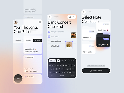 Manote - Notes App app clean design gradient mobile app notes notes app ui user interface ux