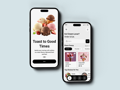 Ice Cream Shop Mobile App UI app design design ecommerce design figma food app food delivery food shop ice cream ice cream app mobile app design shop ui user interface