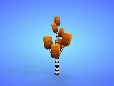 Voxel Tree 7.3 Model - 3D Lowpoly Game Asset 3d 3d model autumn fantasy game asset lowpoly magicavoxel orange voxedit voxel art