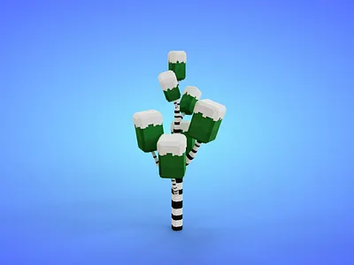 Voxel Snowed Tree 7.5 Model - 3D Lowpoly Game Asset 3d 3d model cartoon fantasy game asset lowpoly magicavoxel snow voxedit voxel art