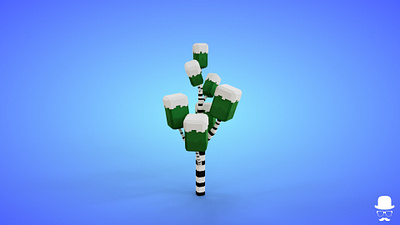 Voxel Snowed Tree 7.5 Model - 3D Lowpoly Game Asset 3d 3d model cartoon fantasy game asset lowpoly magicavoxel snow voxedit voxel art