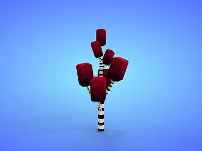 Voxel Red Tree 7.6 Model - 3D Lowpoly Game Asset 3d 3d model cartoon fantasy game asset lowpoly magicavoxel red voxedit voxel art