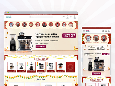 Festive Home Page for Something's Brewing | UI/UX Design branding coffee landing page design diwali landing page e commerce home page festive landing page home page ui landing page ui uiux web design