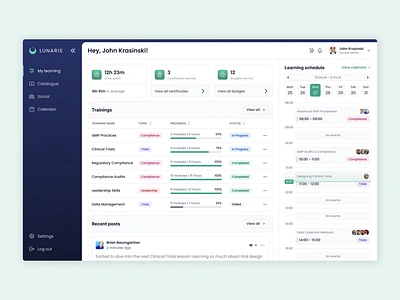 My Learning (Dashboard) - Learning Management System (LMS) dashboard design e learning education learning learning management system lms online courses skills ui