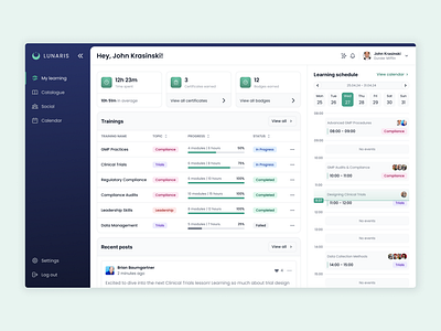 My Learning (Dashboard) - Learning Management System (LMS) dashboard design e learning education learning learning management system lms online courses skills ui