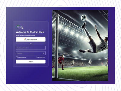 Panenka FC Sign in page design ui