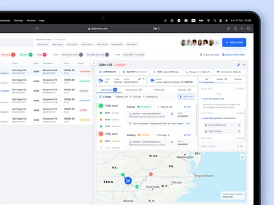 Load Management - Trucking Management System (TMS) dashboard delivery management fleet management freight tracking load tracking logistics map integration real time tracking tms transportation trucking management trucking management system