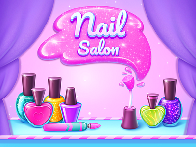 Nail Salon. Kid's mobile game. Game design branding children illustrate design gam game design illustration logo ui