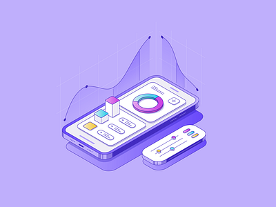 Business growth chart. Mobile analytics. Line vector isometric 3d adobe illustrator business business illustration chart design finance for web growth illustration isometric line outline plan shedule statistics success thin line vector web