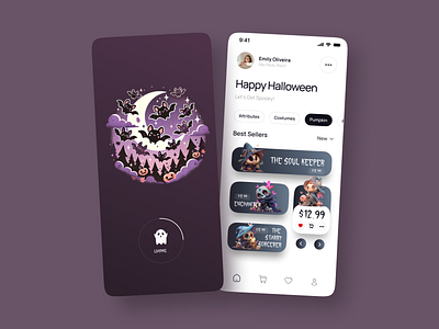 Halloween Ecommerce Store - Mobile App Concept app design ecommerce app halloween halloween app design halloween costume halloween store mobile mobile app store ui ux