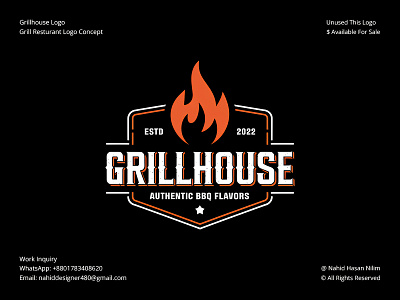 Grill Restaurant Logo, BBQ Logo, Logo Design bbq design bbq logo bbq logo design chinese restaurant logo fast food restaurant logo food logo food logo design food restaurant logo graphic design grill restaurant branding grill restaurant design grill restaurant logo logo design mexican restaurant logo restaurant branding restaurant graphic designer restaurant logo restaurant logo design restaurant logo ideas restaurant logos