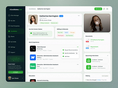 Career Management Platform ai animation candidate career dark mode dashboard flat design hr job platform recruitment seeker ui ux web app