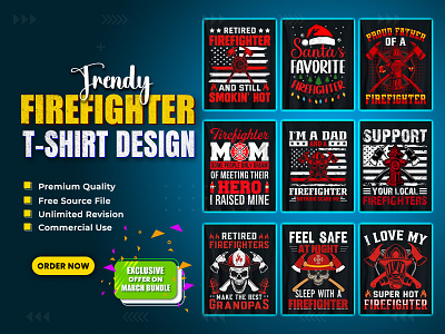 Firefighter T-Shirt Design Bundle. firefighter t shirt