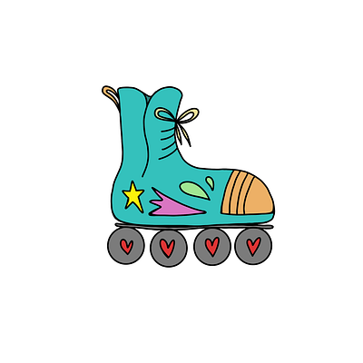 rolling into the weekend 2d illustration colorful illustration procreate roller blades rollerblades