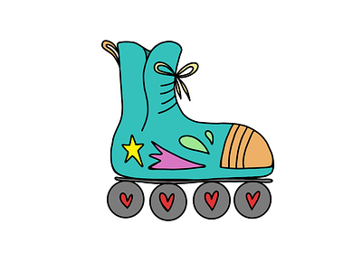 rolling into the weekend 2d illustration colorful illustration procreate roller blades rollerblades