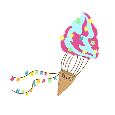 flying ice cream 2d illustration ice cream illustration procreate