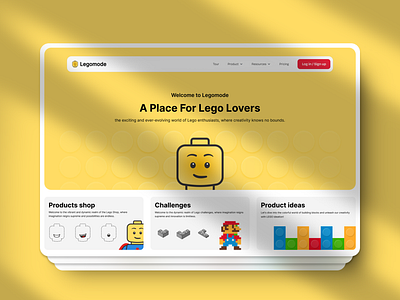 Lego community landing page design clean colorful landingpage lego ui web yellow