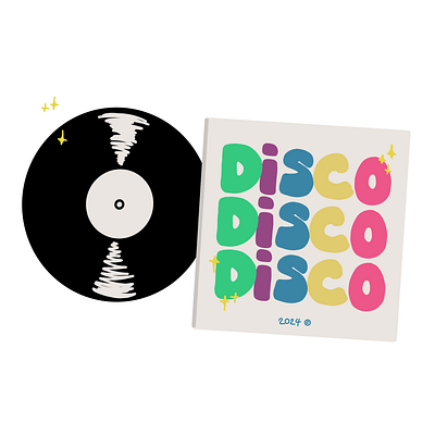 on Sundays, we disco 2d illustration cover art disco funky illustration procreate vinyl vinyl cover