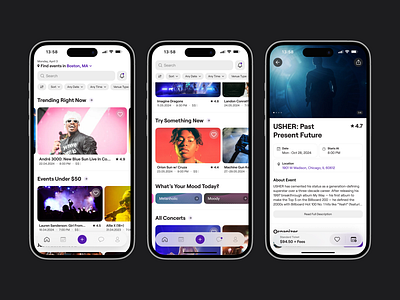 Home Screen app design events ios music ui ux