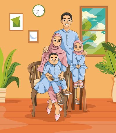 Muslim family graphic design illustration illustrations vector