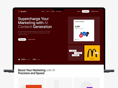 Quortix – AI Powered Content Creation ai clean design interface landing page minimal product service startup ui ux website