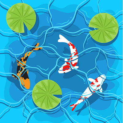 KOI POND animal flat flat vector graphic design illustration vector