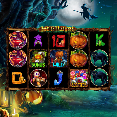 symbols animation for the Halloween themed slot candles casino dark digital art gambling game art game design gameart graphic design halloween horror moon mystic onlineslots pumpkin skull slot design slotmachine sweets witch