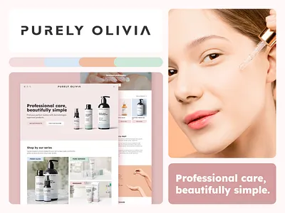 Purely Olivia Moodboard brand branding color palette cosmetics lading page logo minimalistic moodborad packaging pastel simple skincare visual identity website