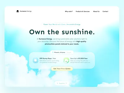 Solar Energy Hero Section blue designexploration energy hero ui web website webui