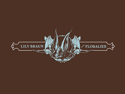 Lily Braun Les Floralies - Crest artnouveau bat branding crest crosshatching design drawing flora flower graphic design illustration logo victorian victorianstyle visual identity