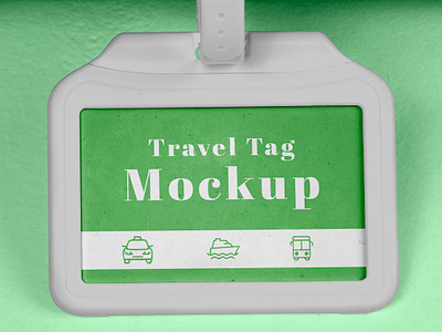 Suitcase Travel Tag Mockup branding graphic design green label logo mockup suitcase tag travel