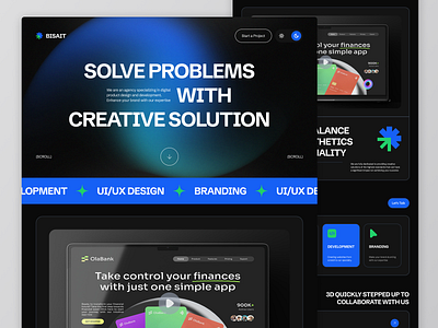 Landing Page | BisaIT agency clean company creative creative agency creative agency website dark mode design digital agency digital agency website exploration homepage landing page startup studio ui ux web web design website