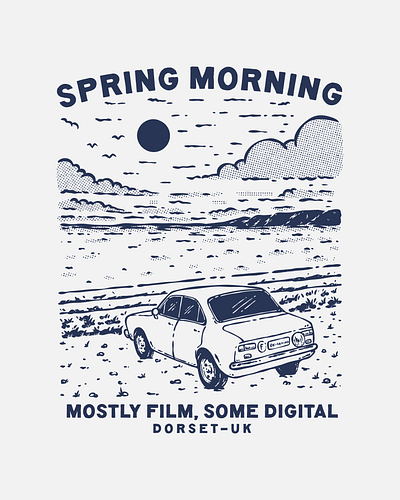 Vintage Beach Scenery Spring Morning branding design graphic design illustration logo mountain nature ui ux vector