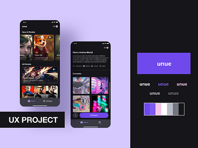 UNUE - Recent UX Project (AI Models Mobile App) ai app app branding logo mobile mobile design ui user experience ux