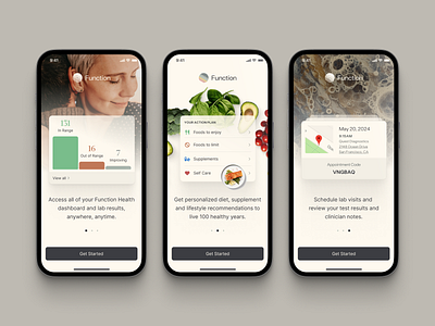 Walkthrough ai app biomarkers clinic diet health ios iphone labs longevity mobile onboarding phone test visit walkthrough