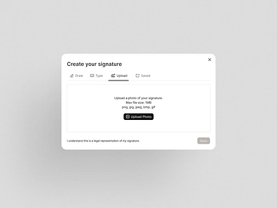 Create Your Signature - Modal Design app design branding clean design desktop design iconography icons minimal minimalist modal modal design product design signature signature modal typography ui upload upload design upload modal ux