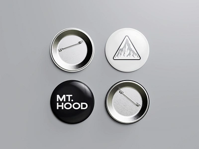 Mount Hood Pin Buttons badge black brand branding button hood logo minimal mount mountain oregon pin type typography white