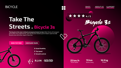 Bike Website Landing page UI/UX Design bike website dark mode website e commerce website graphic design modern ui design ui website desing