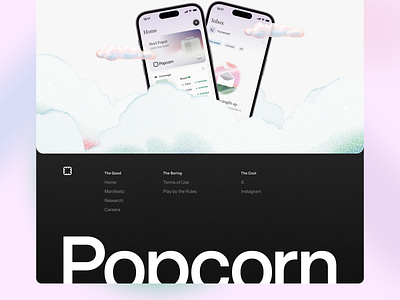 Popcorn Manifesto Footer app clean desktop footer minimal serif ui ux webdesign website