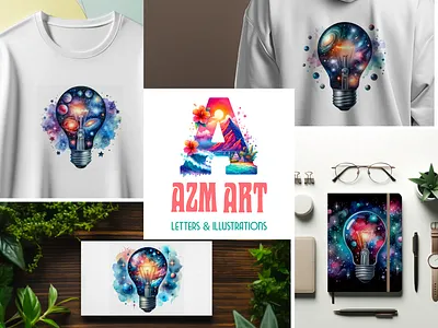 Light bulb filled with cosmic imagery adobe photoshop branding clipart creative design design digital art graphic design illustration